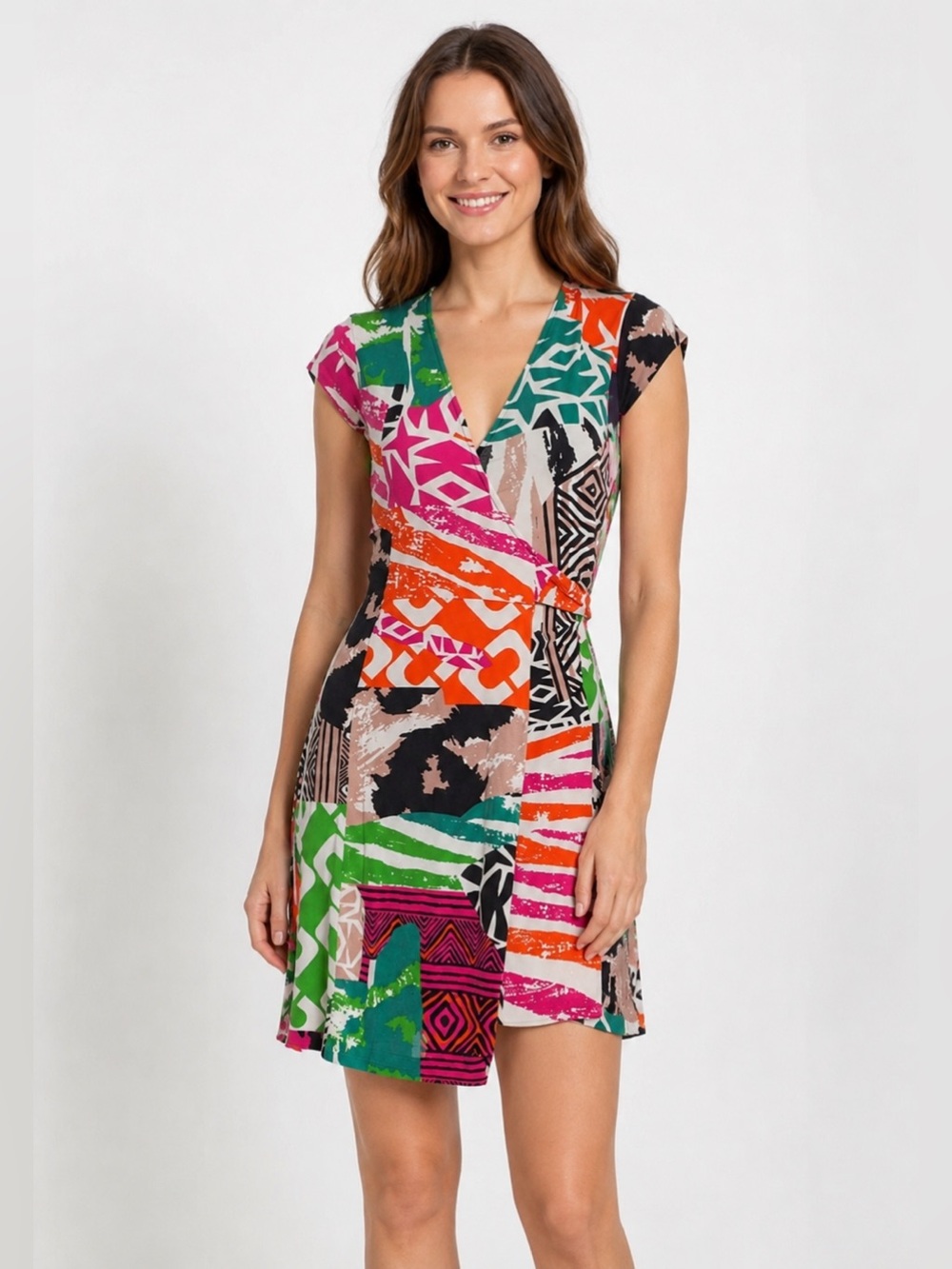Diane Von Furstenberg Multi-Color Abstract Print Mini Dress